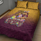 Personalized Brisbane Broncos Quilt Bed Set Easter Mascot - Colorful Eggs Cartoon Style