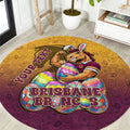 Personalized Brisbane Broncos Round Carpet Easter Mascot - Colorful Eggs Cartoon Style