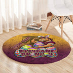 Personalized Brisbane Broncos Round Carpet Easter Mascot - Colorful Eggs Cartoon Style