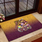 Personalized Brisbane Broncos Rubber Doormat Easter Mascot - Colorful Eggs Cartoon Style