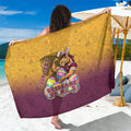 Personalized Brisbane Broncos Sarong Easter Mascot - Colorful Eggs Cartoon Style