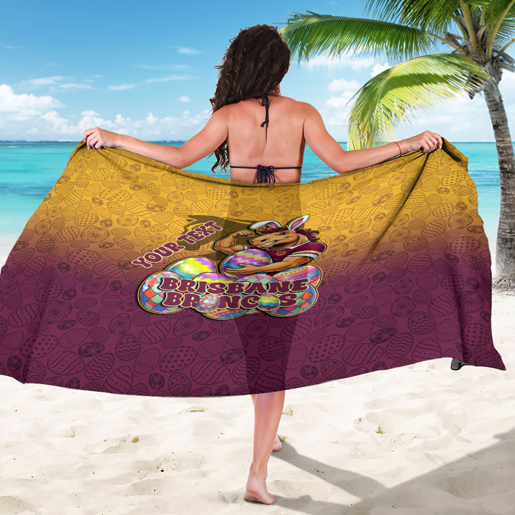 Personalized Brisbane Broncos Sarong Easter Mascot - Colorful Eggs Cartoon Style