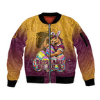 Personalized Brisbane Broncos Sleeve Zip Bomber Jacket Easter Mascot - Colorful Eggs Cartoon Style