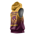 Personalized Brisbane Broncos Sleeveless Hoodie Easter Mascot - Colorful Eggs Cartoon Style