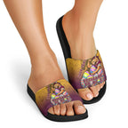 Personalized Brisbane Broncos Slide Sandals Easter Mascot - Colorful Eggs Cartoon Style