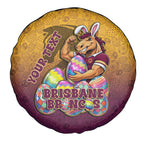 Personalized Brisbane Broncos Spare Tire Cover Easter Mascot - Colorful Eggs Cartoon Style