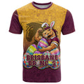 Personalized Brisbane Broncos T Shirt Easter Mascot - Colorful Eggs Cartoon Style