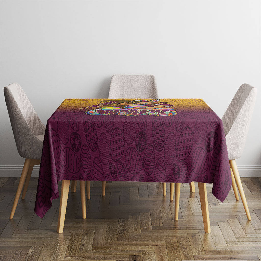 Personalized Brisbane Broncos Tablecloth Easter Mascot - Colorful Eggs Cartoon Style