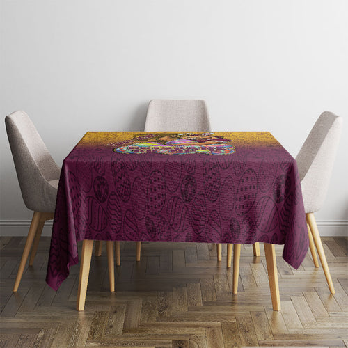 Personalized Brisbane Broncos Tablecloth Easter Mascot - Colorful Eggs Cartoon Style