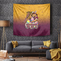 Personalized Brisbane Broncos Tapestry Easter Mascot - Colorful Eggs Cartoon Style