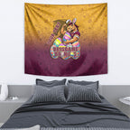 Personalized Brisbane Broncos Tapestry Easter Mascot - Colorful Eggs Cartoon Style