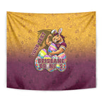 Personalized Brisbane Broncos Tapestry Easter Mascot - Colorful Eggs Cartoon Style