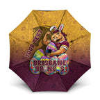 Personalized Brisbane Broncos Umbrella Easter Mascot - Colorful Eggs Cartoon Style