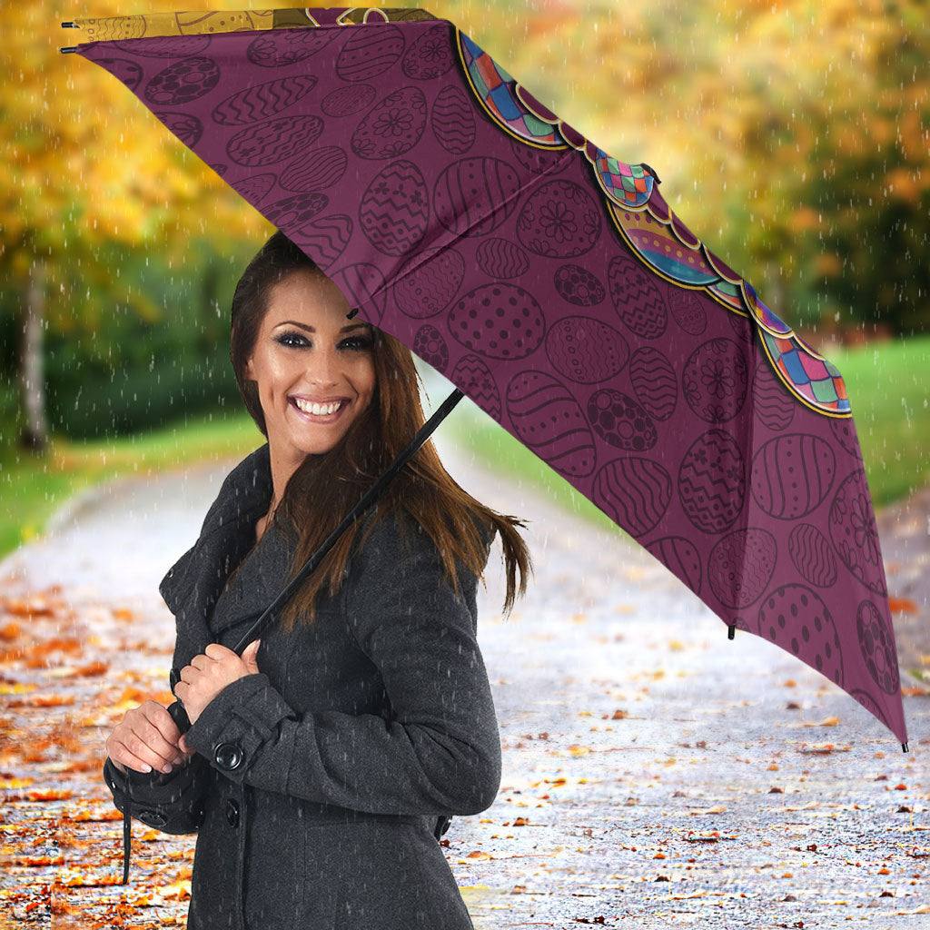 Personalized Brisbane Broncos Umbrella Easter Mascot - Colorful Eggs Cartoon Style