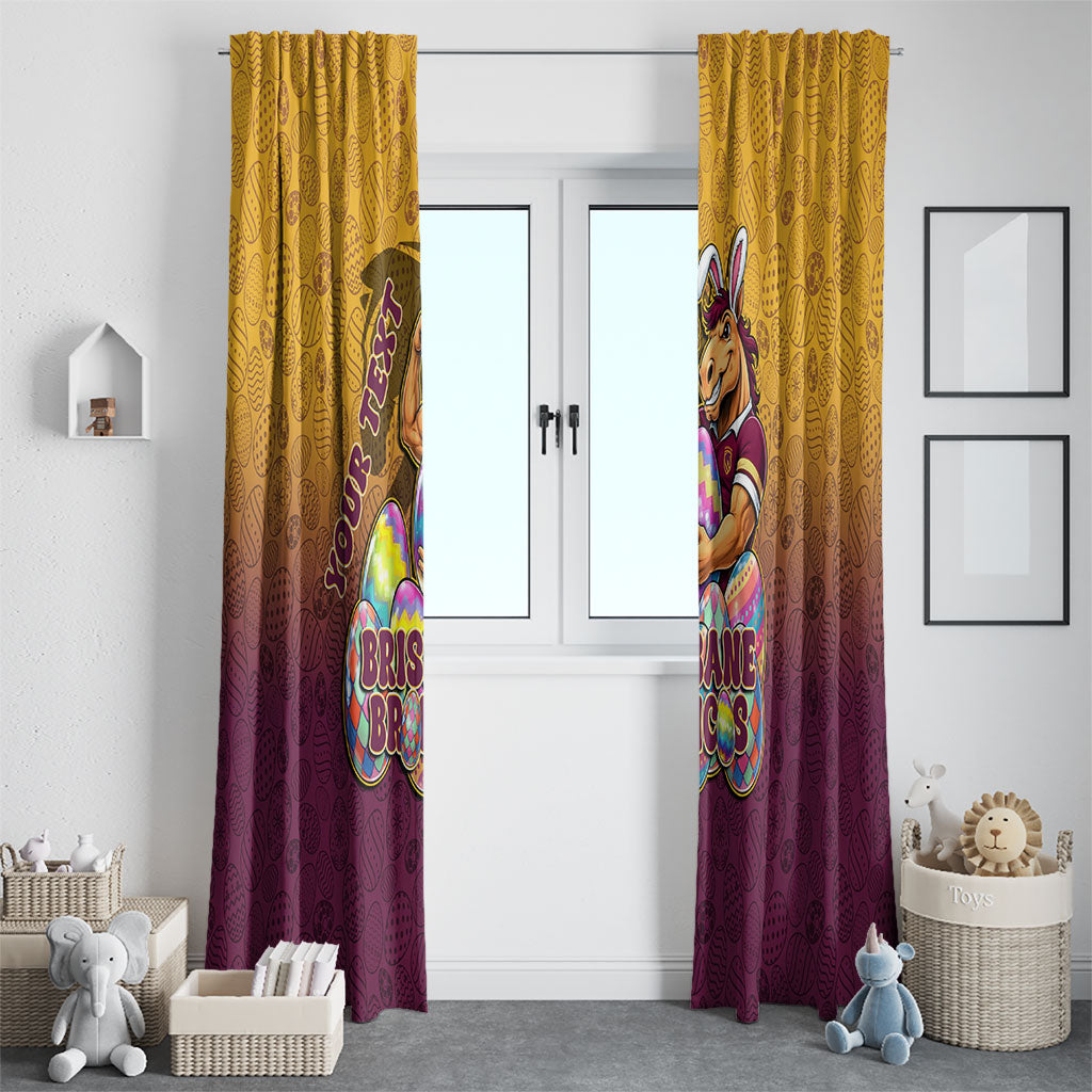 Personalized Brisbane Broncos Window Curtain Easter Mascot - Colorful Eggs Cartoon Style