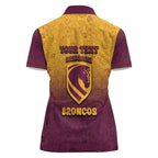 Personalized Brisbane Broncos Women Polo Shirt Easter Mascot - Colorful Eggs Cartoon Style