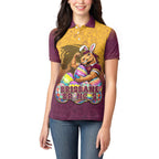 Personalized Brisbane Broncos Women Polo Shirt Easter Mascot - Colorful Eggs Cartoon Style