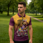 Personalized Brisbane Broncos Zipper Polo Shirt Easter Mascot - Colorful Eggs Cartoon Style