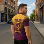 Personalized Brisbane Broncos Zipper Polo Shirt Easter Mascot - Colorful Eggs Cartoon Style