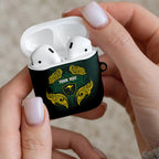 Custom Kangaroos Rugby AirPods Case Polynesian Tribal Pattern Green Gold National Team
