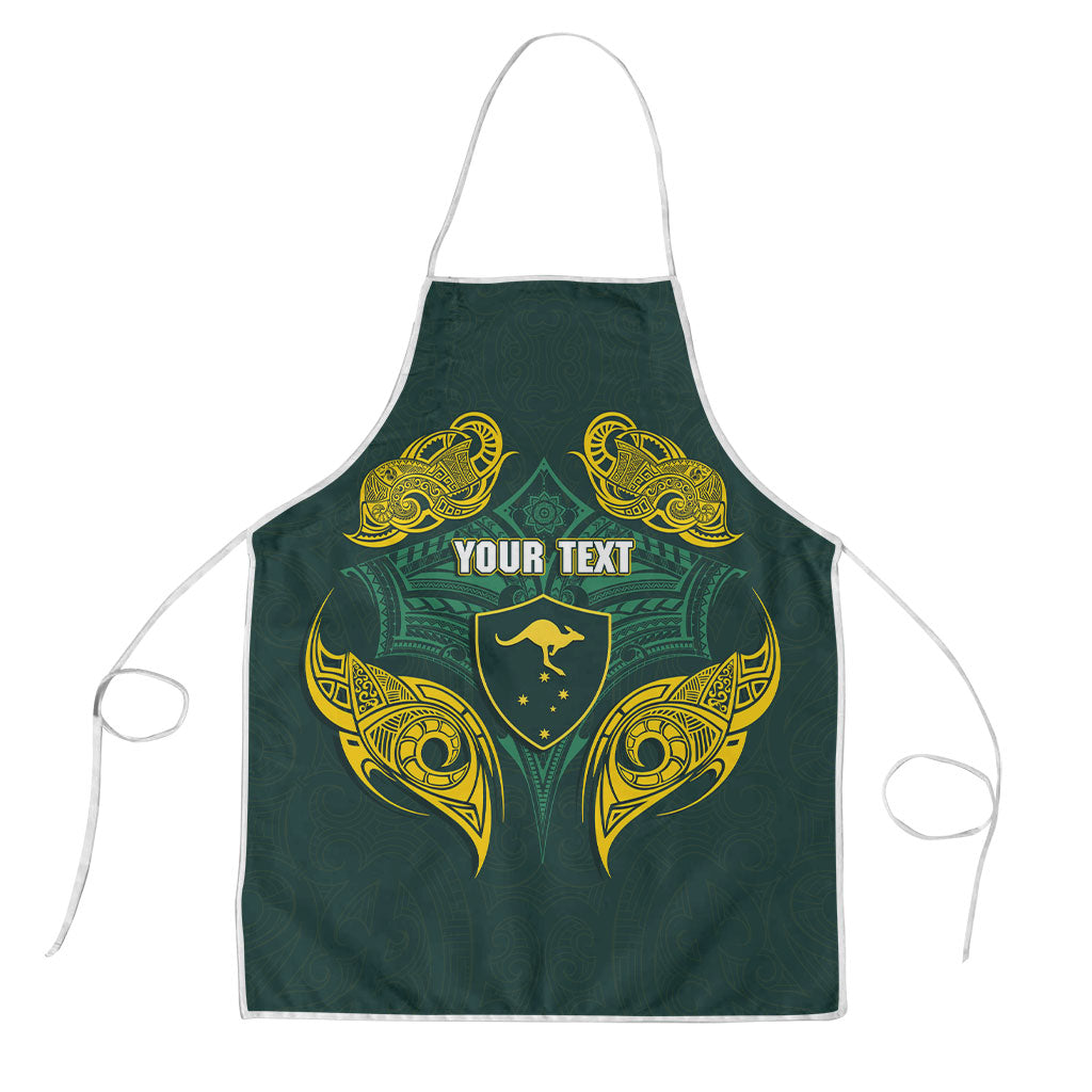Custom Kangaroos Rugby Apron Polynesian Tribal Pattern Green Gold National Team