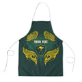Custom Kangaroos Rugby Apron Polynesian Tribal Pattern Green Gold National Team