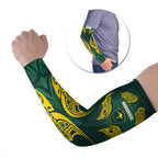 Custom Kangaroos Rugby Arm Sleeves Polynesian Tribal Pattern Green Gold National Team