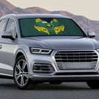 Custom Kangaroos Rugby Auto Sun Shade Polynesian Tribal Pattern Green Gold National Team