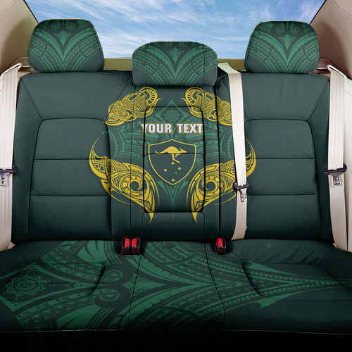 Custom Kangaroos Rugby Back Car Seat Cover Polynesian Tribal Pattern Green Gold National Team
