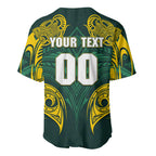 Custom Kangaroos Rugby Baseball Jersey Polynesian Tribal Pattern Green Gold National Team