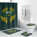 Custom Kangaroos Rugby Bathroom Set Polynesian Tribal Pattern Green Gold National Team