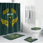 Custom Kangaroos Rugby Bathroom Set Polynesian Tribal Pattern Green Gold National Team