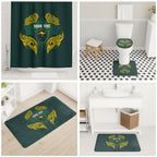 Custom Kangaroos Rugby Bathroom Set Polynesian Tribal Pattern Green Gold National Team