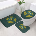 Custom Kangaroos Rugby Bathroom Set Polynesian Tribal Pattern Green Gold National Team