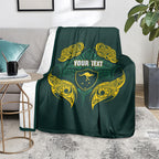 Custom Kangaroos Rugby Blanket Polynesian Tribal Pattern Green Gold National Team