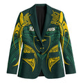 Custom Kangaroos Rugby Blazer Polynesian Tribal Pattern Green Gold National Team