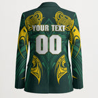 Custom Kangaroos Rugby Blazer Polynesian Tribal Pattern Green Gold National Team