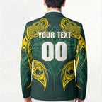 Custom Kangaroos Rugby Blazer Polynesian Tribal Pattern Green Gold National Team