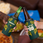 Custom Kangaroos Rugby 4 in 1 Can Cooler Tumbler Polynesian Tribal Pattern Green Gold National Team