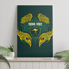 Custom Kangaroos Rugby Canvas Wall Art Polynesian Tribal Pattern Green Gold National Team