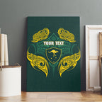 Custom Kangaroos Rugby Canvas Wall Art Polynesian Tribal Pattern Green Gold National Team