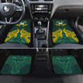 Custom Kangaroos Rugby Car Mats Polynesian Tribal Pattern Green Gold National Team
