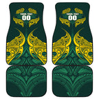 Custom Kangaroos Rugby Car Mats Polynesian Tribal Pattern Green Gold National Team