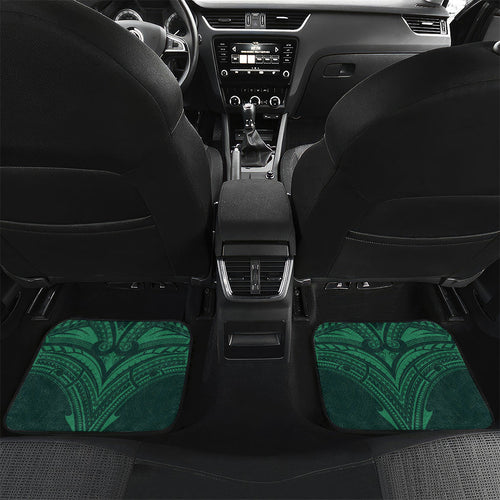 Custom Kangaroos Rugby Car Mats Polynesian Tribal Pattern Green Gold National Team