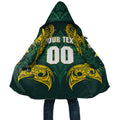 Custom Kangaroos Rugby Cloak Polynesian Tribal Pattern Green Gold National Team