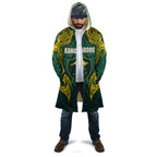Custom Kangaroos Rugby Cloak Polynesian Tribal Pattern Green Gold National Team