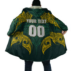 Custom Kangaroos Rugby Cloak Polynesian Tribal Pattern Green Gold National Team