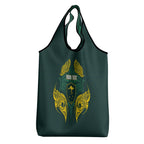 Custom Kangaroos Rugby Grocery Bag Polynesian Tribal Pattern Green Gold National Team
