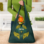 Custom Kangaroos Rugby Grocery Bag Polynesian Tribal Pattern Green Gold National Team