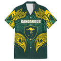 Custom Kangaroos Rugby Hawaiian Shirt Polynesian Tribal Pattern Green Gold National Team